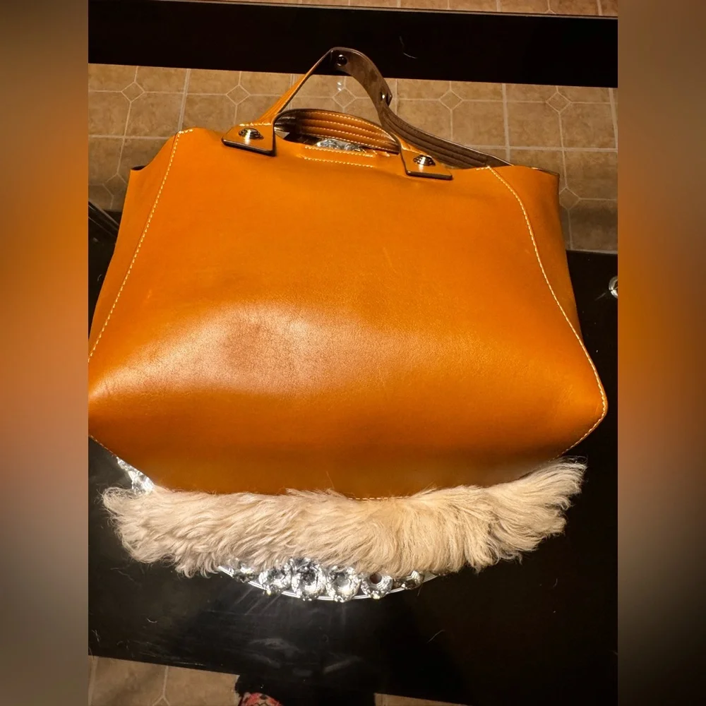 Tory Burch Rory Mini Shearling Tote Bag